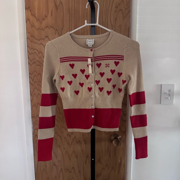 Maeve Sweetheart Cream Ribbed long sleeve crew neck Cardigan sweater XS - Picture 4 of 10